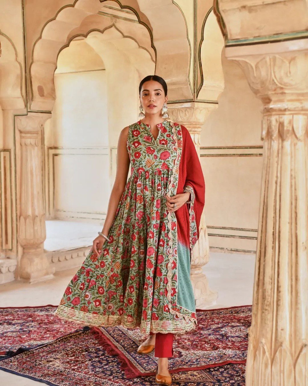 Traditional look Cotten Anarkali dress