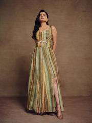 Pista Green Digital Printed Silk Gown with Dupatta | Ready to Wear | Sizes XS-XXL