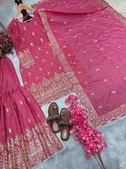 Premium Pink Designer Readymade Top Palazzo Collections