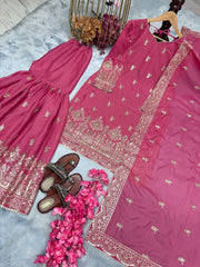 Premium Pink Designer Readymade Top Palazzo Collections