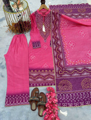 Purple Elegant Designer Party Wear Pur Chinon Silk Top, Plazzo & Dupatta Set