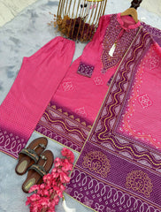 Purple Elegant Designer Party Wear Pur Chinon Silk Top, Plazzo & Dupatta Set