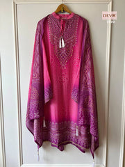 Purple Elegant Designer Party Wear Pur Chinon Silk Top, Plazzo & Dupatta Set