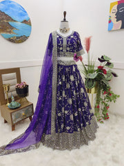 Purple New Designer Party Lehenga Choli & Dupatta Set – Fox Georgette with Sequin Embroidery