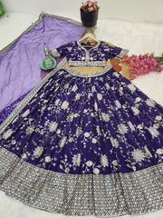 Purple New Designer Party Lehenga Choli & Dupatta Set – Fox Georgette with Sequin Embroidery