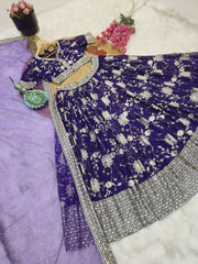 Purple New Designer Party Lehenga Choli & Dupatta Set – Fox Georgette with Sequin Embroidery