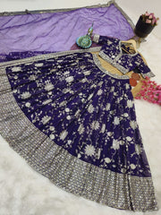 Purple New Designer Party Lehenga Choli & Dupatta Set – Fox Georgette with Sequin Embroidery