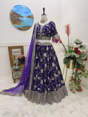 Purple New Designer Party Lehenga Choli & Dupatta Set – Fox Georgette with Sequin Embroidery