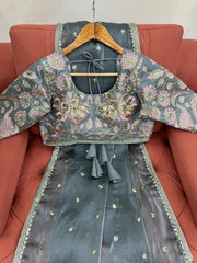 Radiant Grey Designer Saree with Thread & Sequin Work