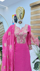 Rani Pink Designer Top & Sharara Set with Dupatta