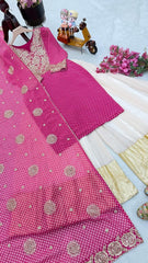 Rani Pink Designer Top & Sharara Set with Dupatta