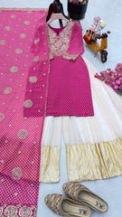 Rani Pink Designer Top & Sharara Set with Dupatta