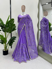 Regal Purple Designer Saree with Coding & Sequin Work