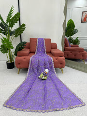 Regal Purple Designer Saree with Coding & Sequin Work