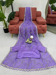 Regal Purple Designer Saree with Coding & Sequin Work