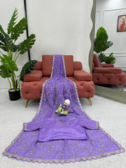 Regal Purple Designer Saree with Coding & Sequin Work