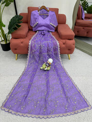 Regal Purple Designer Saree with Coding & Sequin Work