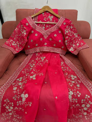 Regal Red Designer Saree in Tibby Silk with Thread & Sequin Work