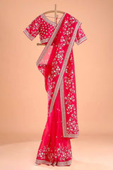 Regal Red Designer Saree in Tibby Silk with Thread & Sequin Work