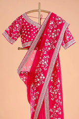 Regal Red Designer Saree in Tibby Silk with Thread & Sequin Work