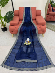 Royal Blue Designer Saree with LCD Diamond, Thread & Sequin Work