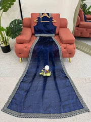 Royal Blue Designer Saree with LCD Diamond, Thread & Sequin Work