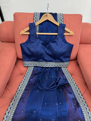 Royal Blue Designer Saree with LCD Diamond, Thread & Sequin Work