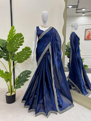 Royal Blue Designer Saree with LCD Diamond, Thread & Sequin Work