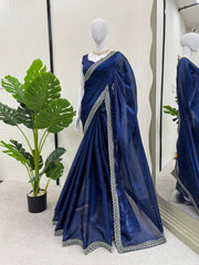 Royal Blue Designer Saree with LCD Diamond, Thread & Sequin Work