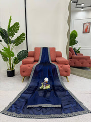Royal Blue Designer Saree with LCD Diamond, Thread & Sequin Work