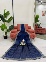 Royal Blue Designer Saree with LCD Diamond, Thread & Sequin Work