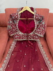 Stunning Rani Pink Designer Saree with Thread & Sequin Work