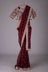 Stunning Rani Pink Designer Saree with Thread & Sequin Work