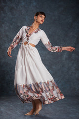 White Printed Linen Maxi Dress | Trendy Ready-to-Wear | Sizes XS–XXL