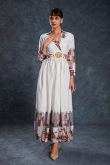 White Printed Linen Maxi Dress | Trendy Ready-to-Wear | Sizes XS–XXL