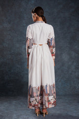 White Printed Linen Maxi Dress | Trendy Ready-to-Wear | Sizes XS–XXL