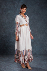 White Printed Linen Maxi Dress | Trendy Ready-to-Wear | Sizes XS–XXL