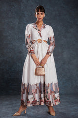 White Printed Linen Maxi Dress | Trendy Ready-to-Wear | Sizes XS–XXL