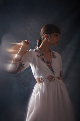 White Printed Linen Maxi Dress | Trendy Ready-to-Wear | Sizes XS–XXL