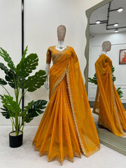 Yellow Designer Saree with Exquisite Thread & Sequin Work