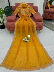 Yellow Designer Saree with Exquisite Thread & Sequin Work