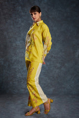 Yellow Printed Linen Co-Ord Set | Trendy Ready-To-Wear | Top + Pant | Sizes XS–XXL