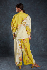 Yellow Printed Linen Co-Ord Set | Trendy Ready-To-Wear | Top + Pant | Sizes XS–XXL