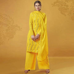 Yellow Color Suit with Foil Mirror Work