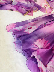 PURPLE TABBY SILK ORGANZA GOWN WITH DUPPATA