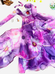 PURPLE TABBY SILK ORGANZA GOWN WITH DUPPATA