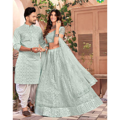 Soft Net Couple Set with Heavy work and soft net Dupatta