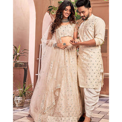 Soft Net Couple Set with Heavy work and soft net Dupatta