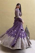 Buy Purple Colored Heavy Designer Sequins Embroidery Work Lehenga