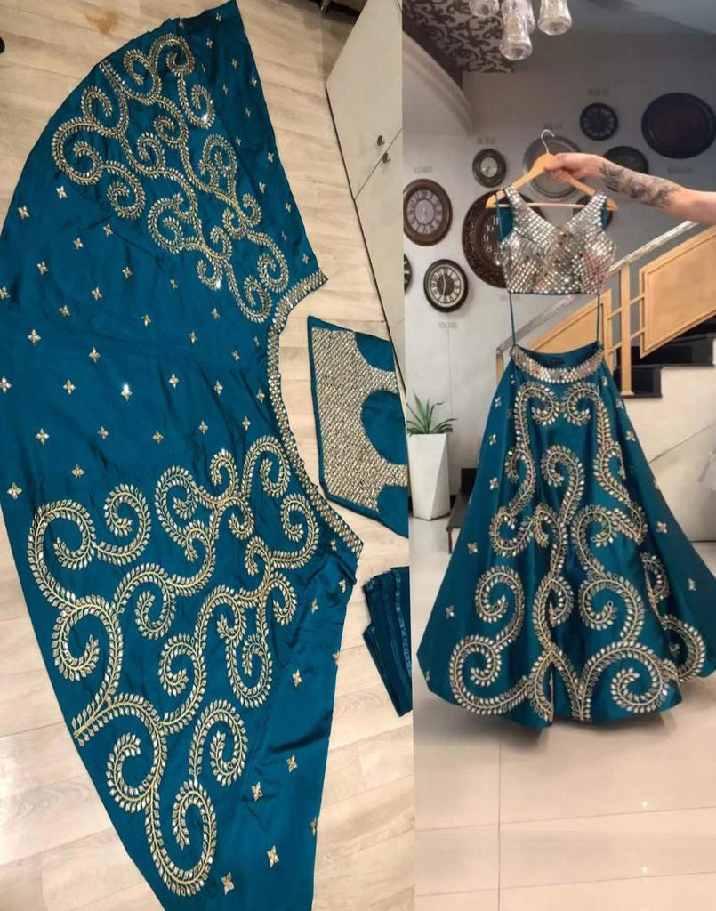 Lehenga Choli in Silk Fabrics with Mirror Work